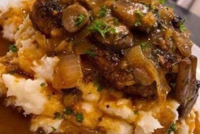 Thumbnail for Salisbury Steak with Mashed Potatoes and Mushroom Gravy